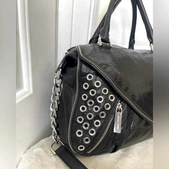 Michael Kors Black Leather Satchel EUC - Picture 4 of 14